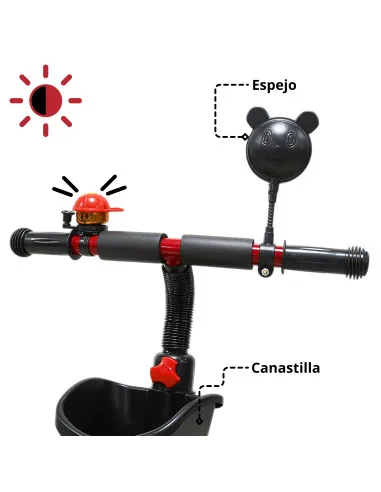 Triciclo Infantil con Toldo Protector y Bastón Dirigible Asiento Acolchado Barras de Seguridad Timbre para Niños 2 Años | Joykoo Tienda Oficial