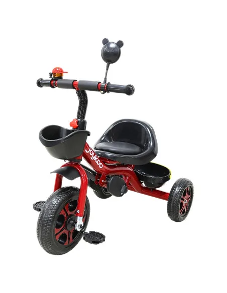 Triciclo Infantil con Toldo Protector y Bastón Dirigible Asiento Acolchado Barras de Seguridad Timbre para Niños 2 Años | Joykoo Tienda Oficial