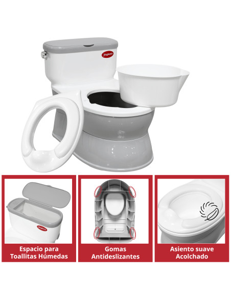 Baño Entrenador para Niños con Sonido de Agua Asiento Acolchado Antideslizante Soporte para Papel Higiénico | Joykoo Tienda Oficial