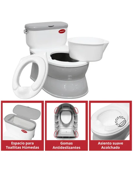 Baño Entrenador para Niños con Sonido de Agua Asiento Acolchado Antideslizante Soporte para Papel Higiénico | Joykoo Tienda Oficial