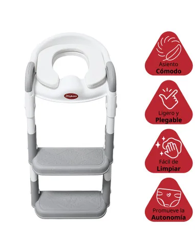 Baño Entrenador Infantil con Escalera Asiento Acolchado Antideslizante Plegable y Ajustable para Sanitario Común | Joykoo Tienda Oficial
