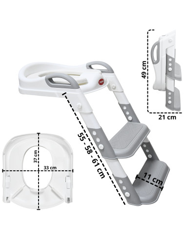 Baño Entrenador Infantil con Escalera Asiento Acolchado Antideslizante Plegable y Ajustable para Sanitario Común | Joykoo Tienda Oficial