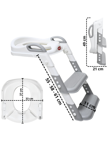 Baño Entrenador Infantil con Escalera Asiento Acolchado Antideslizante Plegable y Ajustable para Sanitario Común | Joykoo Tienda Oficial