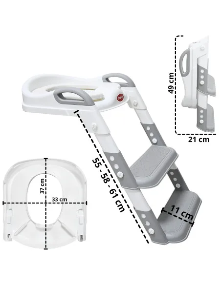 Baño Entrenador Infantil con Escalera Asiento Acolchado Antideslizante Plegable y Ajustable para Sanitario Común | Joykoo Tienda Oficial
