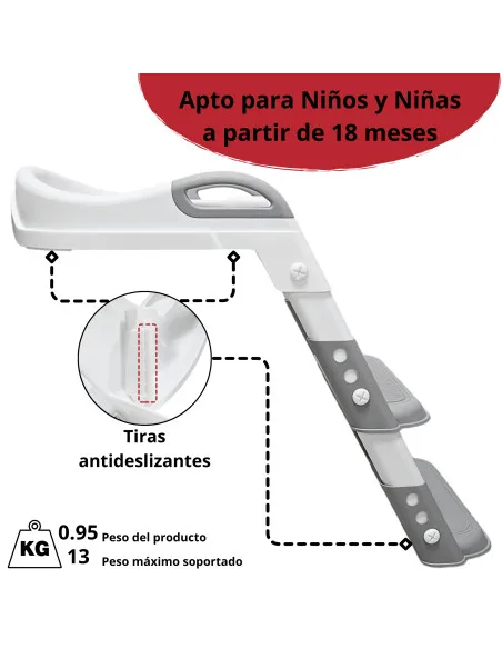 Baño Entrenador Infantil con Escalera Asiento Acolchado Antideslizante Plegable y Ajustable para Sanitario Común | Joykoo Tienda Oficial