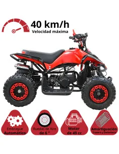 Cuatrimoto a Gasolina 49 cc 2T Arranque Manual Doble Freno de Disco Embrague Automático Carga Máx 50 kg Hasta 40 km/h Joykoo - 1 2