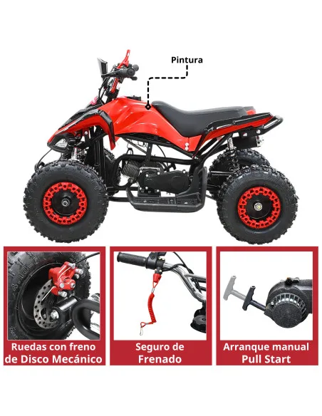 Cuatrimoto a Gasolina 49 cc 2T Arranque Manual Doble Freno de Disco Embrague Automático Carga Máx 50 kg Hasta 40 km/h | Joykoo Tienda Oficial