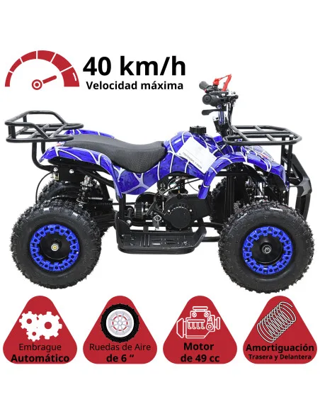 Cuatrimoto a Gasolina 49cc 2T Suspensión de Resorte Arranque Manual Freno de Disco Carga Máx 50 kg Hasta 40 km/h | Joykoo Tienda Oficial