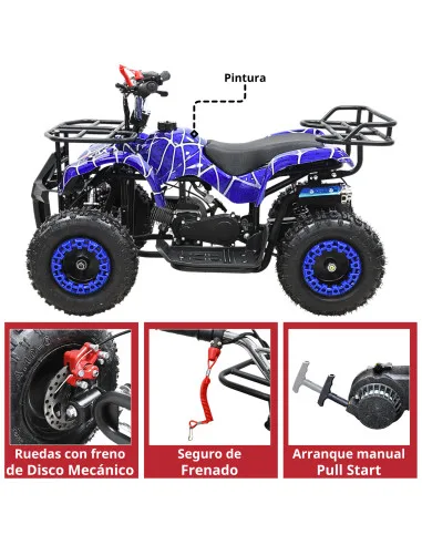 Cuatrimoto a Gasolina 49cc 2T Suspensión de Resorte Arranque Manual Freno de Disco Carga Máx 50 kg Hasta 40 km/h | Joykoo Tienda Oficial