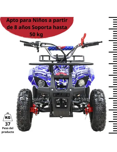 Cuatrimoto a Gasolina 49cc 2T Suspensión de Resorte Arranque Manual Freno de Disco Carga Máx 50 kg Hasta 40 km/h | Joykoo Tienda Oficial
