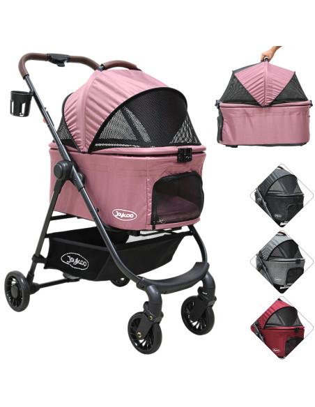 Carriola para Mascotas Cochecito para Perros y Gatos Pequeños - Medianos Transportadora Extraíble Ligera y Plegable con Freno Jo 2