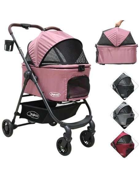 Carriola para Mascotas Cochecito para Perros y Gatos Pequeños - Medianos Transportadora Extraíble Ligera y Plegable con Freno | Joykoo Tienda Oficial
