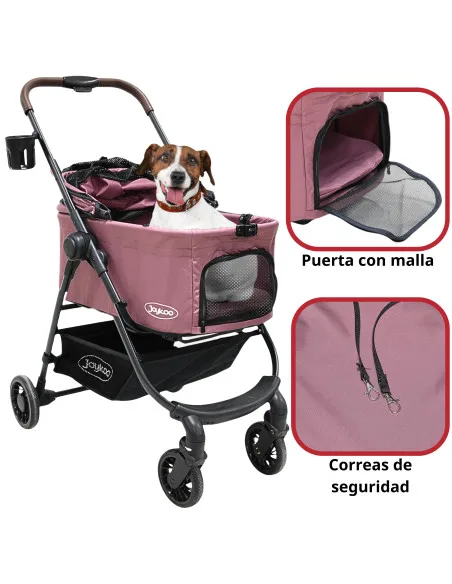 Carriola para Mascotas Cochecito para Perros y Gatos Pequeños - Medianos Transportadora Extraíble Ligera y Plegable con Freno | Joykoo Tienda Oficial