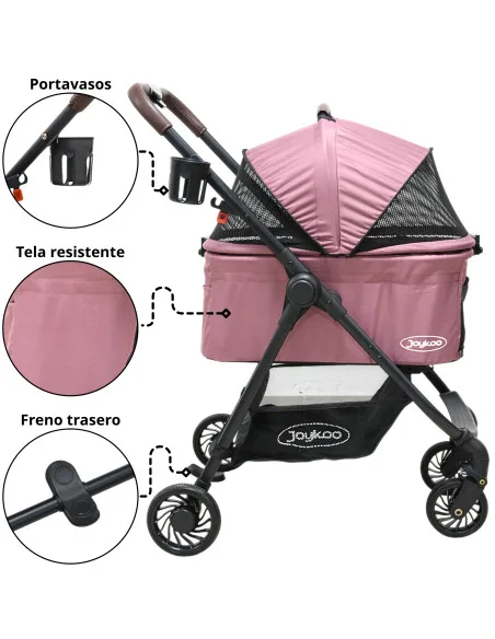 Carriola para Mascotas Cochecito para Perros y Gatos Pequeños - Medianos Transportadora Extraíble Ligera y Plegable con Freno | Joykoo Tienda Oficial