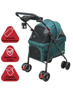 Carriola para Mascotas Cochecito para Perros y Gatos Pequeños - Medianos Ligera y Plegable con Freno Bandeja Portavasos Joykoo - 2