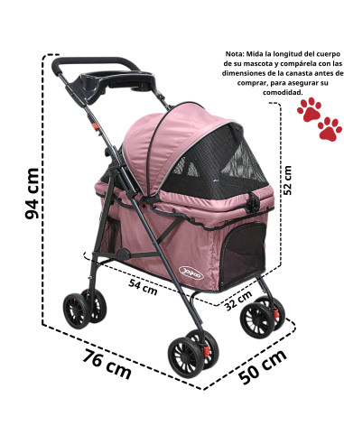 Carriola para Mascotas Cochecito para Perros y Gatos Pequeños - Medianos Ligera y Plegable con Freno Bandeja Portavasos | Joykoo Tienda Oficial