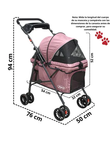 Carriola para Mascotas Cochecito para Perros y Gatos Pequeños - Medianos Ligera y Plegable con Freno Bandeja Portavasos | Joykoo Tienda Oficial