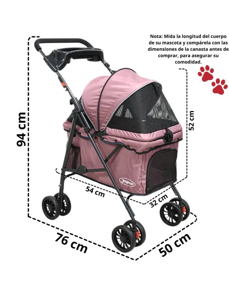 Carriola para Mascotas Cochecito para Perros y Gatos Pequeños - Medianos Ligera y Plegable con Freno Bandeja Portavasos | Joykoo Tienda Oficial