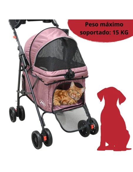 Carriola para Mascotas Cochecito para Perros y Gatos Pequeños - Medianos Ligera y Plegable con Freno Bandeja Portavasos | Joykoo Tienda Oficial