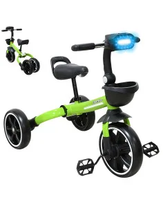 Triciclo 3 en 1 Plegable para Niños Convertible a Bicicleta y Balance Bike Luz Sonido Apto a partir de 2 Años o Hasta 25 kg Joyk