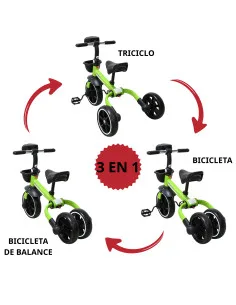 Triciclo 3 en 1 Plegable para Niños Convertible a Bicicleta y Balance Bike Luz Sonido Apto a partir de 2 Años o Hasta 25 kg Joyk 2