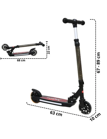 Scooter Patín del Diablo para Niños con Luces Plegable Altura Ajustable Antideslizante Freno 3 a 8 Años | Joykoo Tienda Oficial