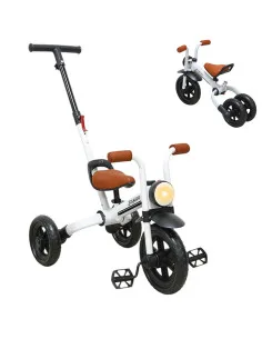 Triciclo 3 en 1 para Niños con Bastón, Bici y Bicicleta de Balance Plegable Torreta con Luz Soporta hasta 25 kg  - 9