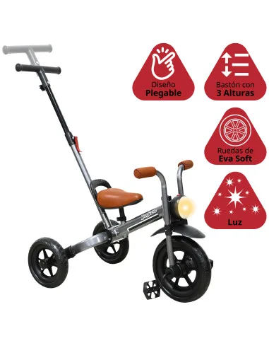 Triciclo 3 en 1 para Niños con Bastón, Bici y Bicicleta de Balance Plegable Torreta con Luz Soporta hasta 25 kg | Joykoo Tienda Oficial