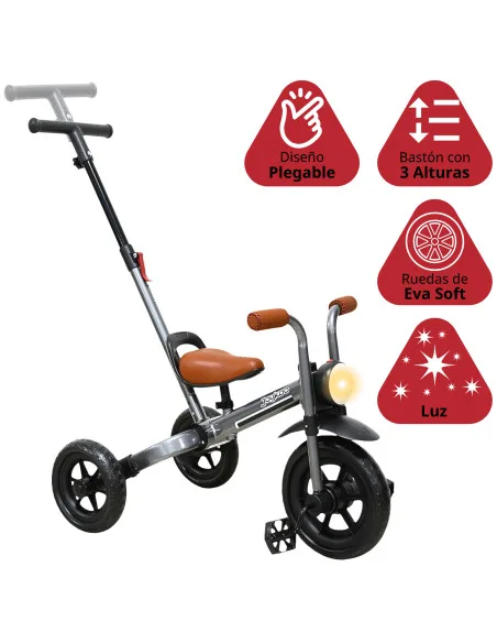 Triciclo 3 en 1 para Niños con Bastón, Bici y Bicicleta de Balance Plegable Torreta con Luz Soporta hasta 25 kg | Joykoo Tienda Oficial