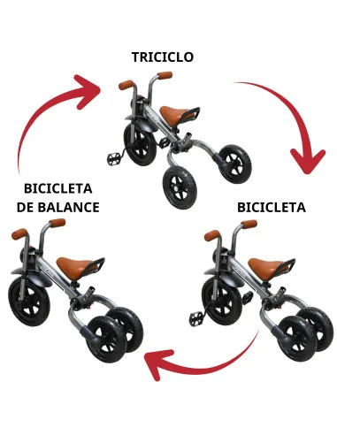 Triciclo 3 en 1 para Niños con Bastón, Bici y Bicicleta de Balance Plegable Torreta con Luz Soporta hasta 25 kg | Joykoo Tienda Oficial