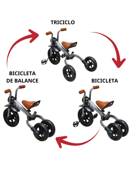 Triciclo 3 en 1 para Niños con Bastón, Bici y Bicicleta de Balance Plegable Torreta con Luz Soporta hasta 25 kg | Joykoo Tienda Oficial