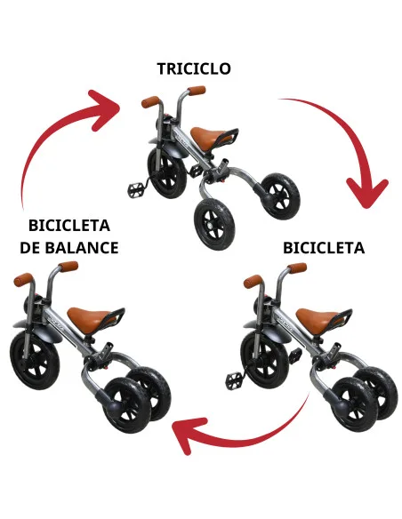 Triciclo 3 en 1 para Niños con Bastón, Bici y Bicicleta de Balance Plegable Torreta con Luz Soporta hasta 25 kg | Joykoo Tienda Oficial
