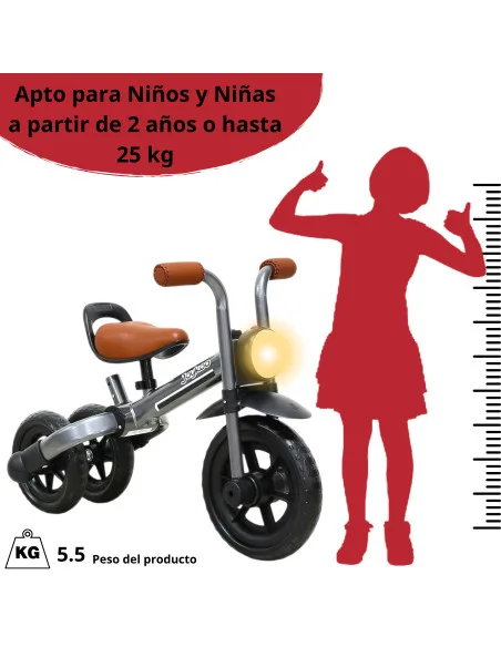 Triciclo 3 en 1 para Niños con Bastón, Bici y Bicicleta de Balance Plegable Torreta con Luz Soporta hasta 25 kg | Joykoo Tienda Oficial