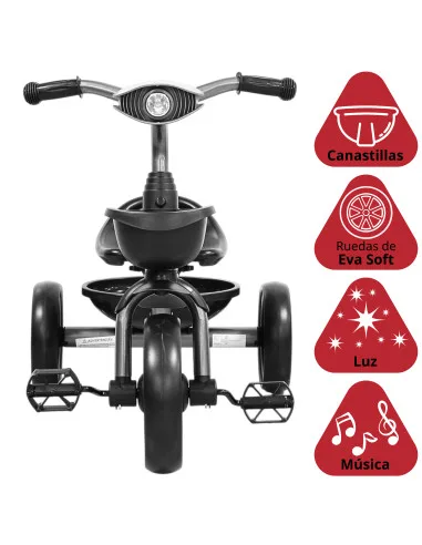 Triciclo para Niños con Luz y Sonido Ruedas EVA Soft Canastas Delantera y Trasera Soporta 25 kg 2+ Años | Joykoo Tienda Oficial