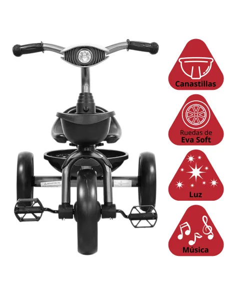 Triciclo para Niños con Luz y Sonido Ruedas EVA Soft Canastas Delantera y Trasera Soporta 25 kg 2+ Años | Joykoo Tienda Oficial