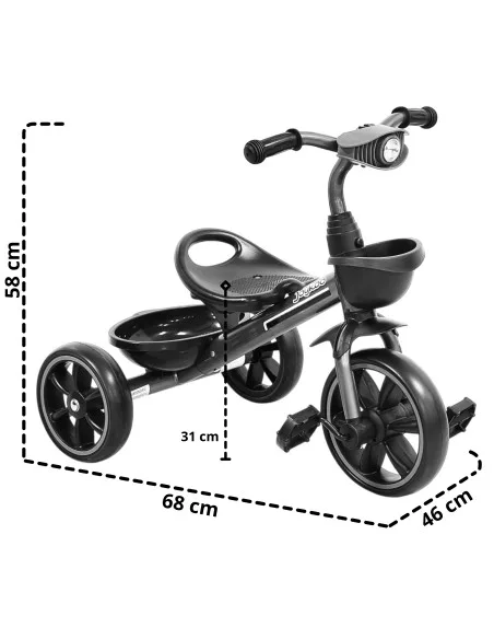 Triciclo para Niños con Luz y Sonido Ruedas EVA Soft Canastas Delantera y Trasera Soporta 25 kg 2+ Años | Joykoo Tienda Oficial