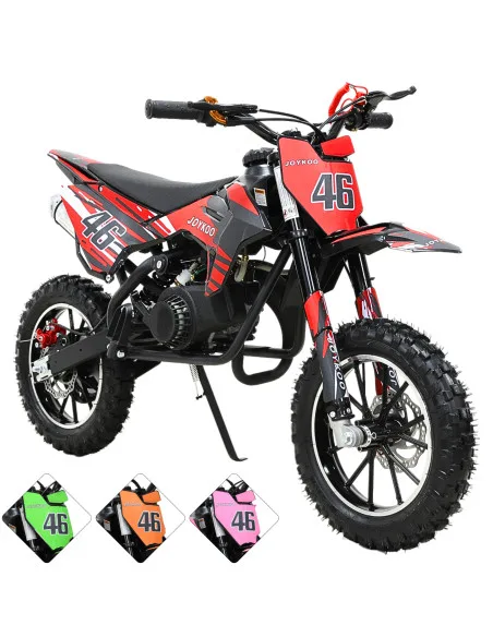 Mini Moto Cross a Gasolina 49cc 2 Tiempos para Niños a partir de 10 Años Frenos de Disco Todoterreno 35 km/h | Joykoo Tienda Oficial