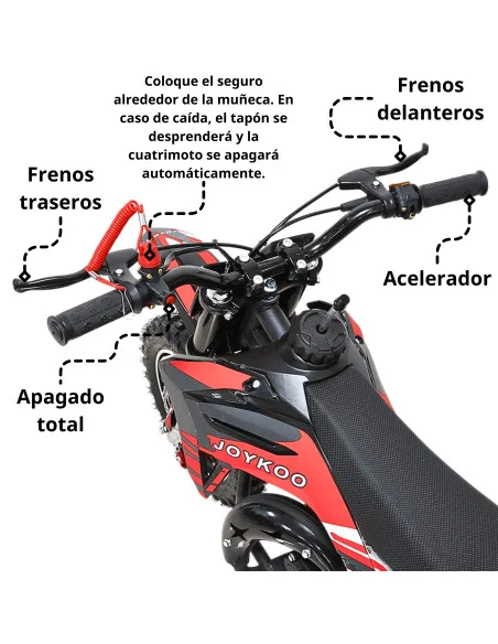 Mini Moto Cross a Gasolina 49cc 2 Tiempos para Niños a partir de 10 Años Frenos de Disco Todoterreno 35 km/h | Joykoo Tienda Oficial