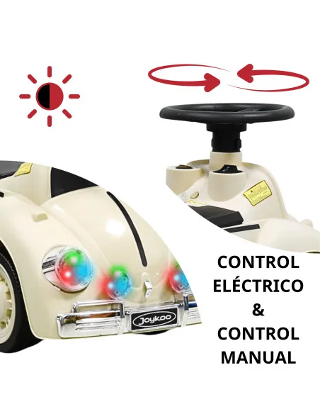 Montable Eléctrico para Niños 6v con Bastón Ajustable Luces Música Seguro Anticaídas Hasta 15 kg | Joykoo Tienda Oficial