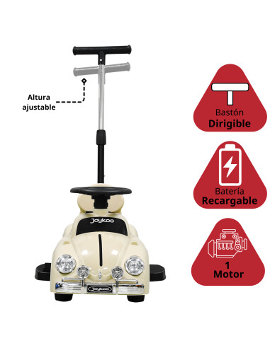 Montable Eléctrico para Niños 6v con Bastón Ajustable Luces Música Seguro Anticaídas Hasta 15 kg | Joykoo Tienda Oficial