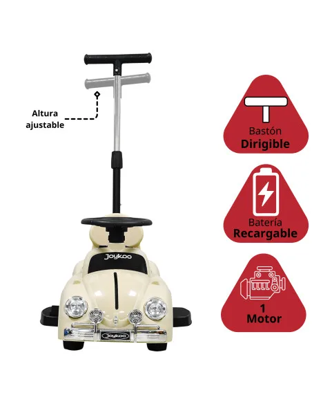 Montable Eléctrico para Niños 6v con Bastón Ajustable Luces Música Seguro Anticaídas Hasta 15 kg | Joykoo Tienda Oficial