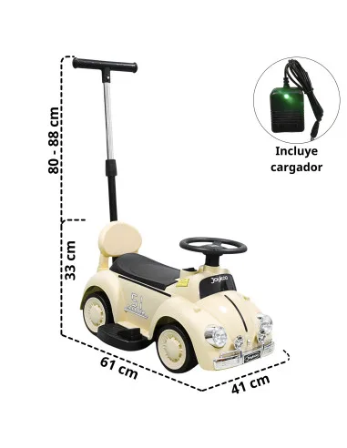 Montable Eléctrico para Niños 6v con Bastón Ajustable Luces Música Seguro Anticaídas Hasta 15 kg | Joykoo Tienda Oficial
