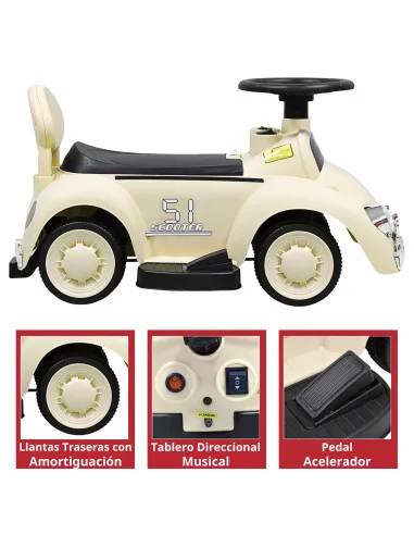 Montable Eléctrico para Niños 6v con Bastón Ajustable Luces Música Seguro Anticaídas Hasta 15 kg | Joykoo Tienda Oficial
