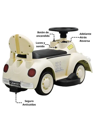 Montable Eléctrico para Niños 6v con Bastón Ajustable Luces Música Seguro Anticaídas Hasta 15 kg | Joykoo Tienda Oficial