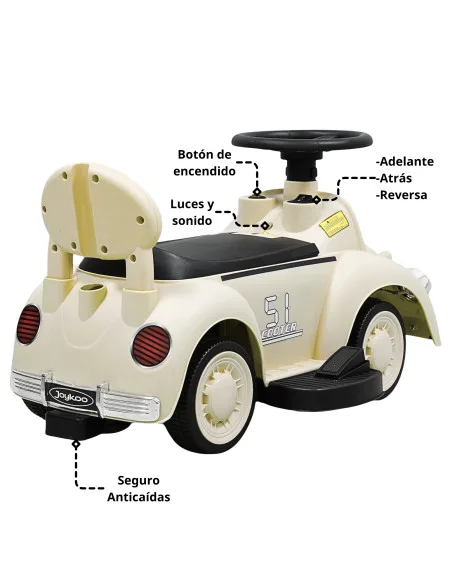 Montable Eléctrico para Niños 6v con Bastón Ajustable Luces Música Seguro Anticaídas Hasta 15 kg | Joykoo Tienda Oficial