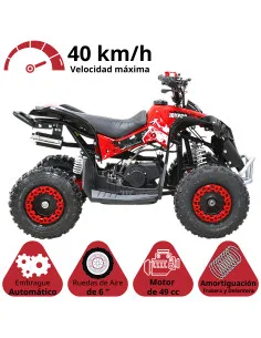 Cuatrimoto Montable ATV para Niños Motor a Gasolina 49cc Soporta Hasta 60kg Todo Terreno Frenos de Disco Suspensión 40km/h Joyko 2