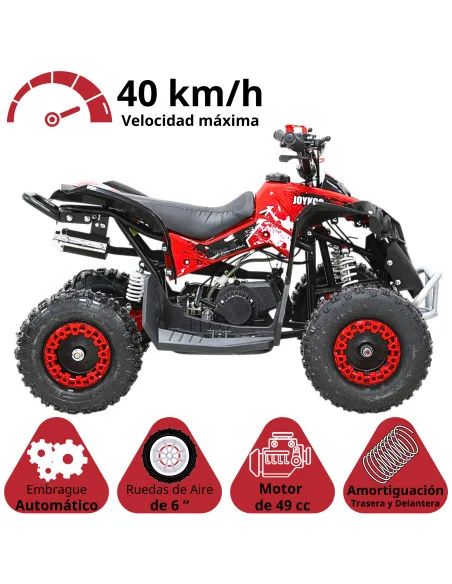 Cuatrimoto Montable ATV para Niños Motor a Gasolina 49cc Soporta Hasta 60kg Todo Terreno Frenos de Disco Suspensión 40km/h | Joykoo Tienda Oficial