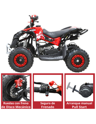 Cuatrimoto Montable ATV para Niños Motor a Gasolina 49cc Soporta Hasta 60kg Todo Terreno Frenos de Disco Suspensión 40km/h | Joykoo Tienda Oficial