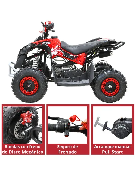 Cuatrimoto Montable ATV para Niños Motor a Gasolina 49cc Soporta Hasta 60kg Todo Terreno Frenos de Disco Suspensión 40km/h | Joykoo Tienda Oficial