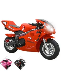 MINI Moto Deportiva de Gasolina 49cc para Niños Motor 2 Tiempos Arranque Manual Frenos de Disco Soporta hasta 40 kg Joykoo - 1 2